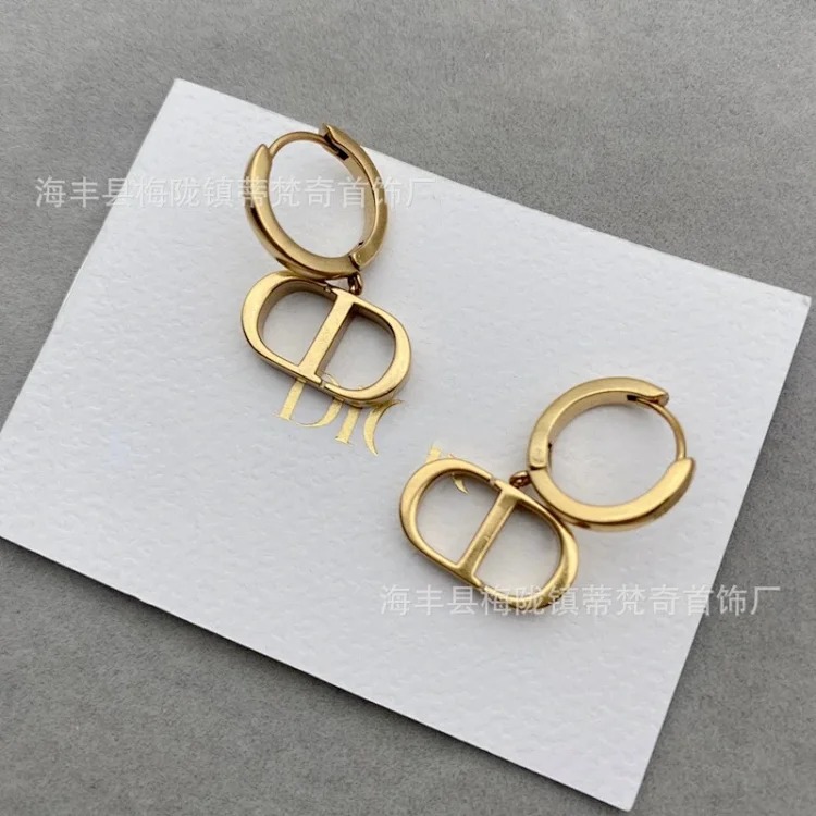 Dijia/Djia CD letter earrings pig nose 925 silver needle female European and American retro sweet material earrings earrings image 4