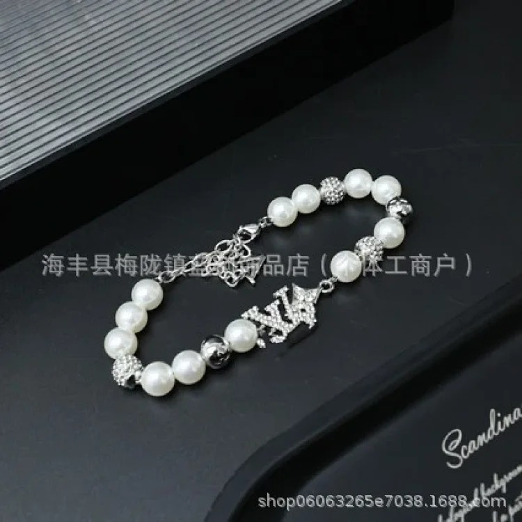 Colored letter rhinestone pearl necklace, high-end mixed color choker, clavicle chain, couple model, dropshipping image 2