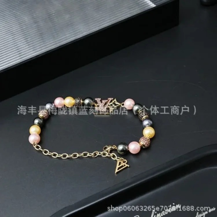 Colored letter rhinestone pearl necklace, high-end mixed color choker, clavicle chain, couple model, dropshipping image 3