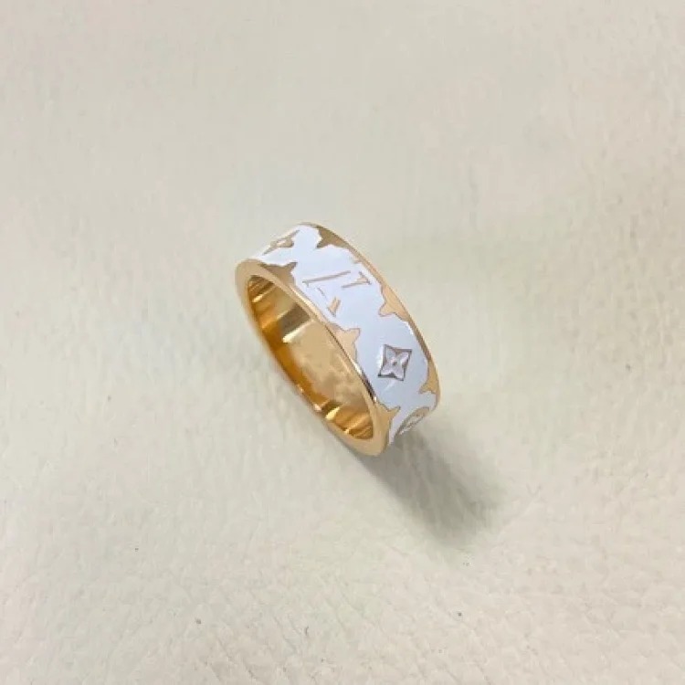 New letter pattern enamel ring, simple, fashionable and niche design, versatile titanium steel ring pair image 5