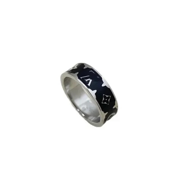 New letter pattern enamel ring, simple, fashionable and niche design, versatile titanium steel ring pair image 6