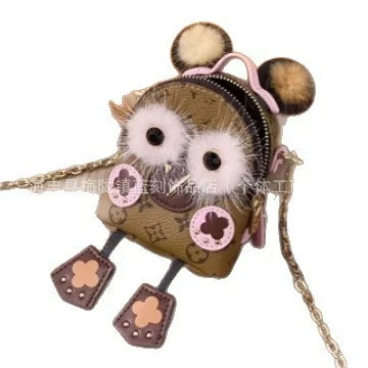New Dai Bear Headphone Bag Keychain Owl Mini Bag Pendant Accessories Plush Pendant image 8
