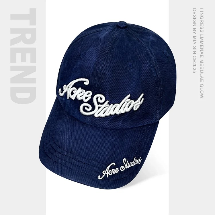 Heavy-duty embroidered letter distressed washed baseball cap image 3