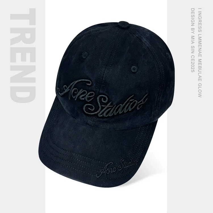 Heavy-duty embroidered letter distressed washed baseball cap image 4