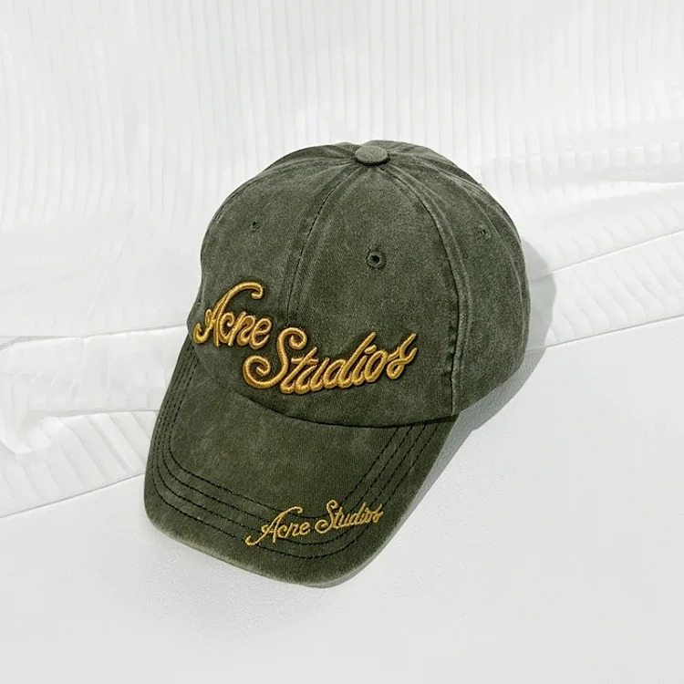 Heavy-duty embroidered letter distressed washed baseball cap image 6