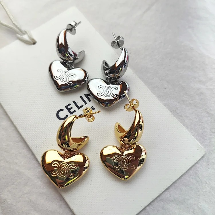 Sweet cool style Arc de Triomphe crescent love earrings light luxury fashion O cute earrings versatile small fragrant style ins earrings image 5