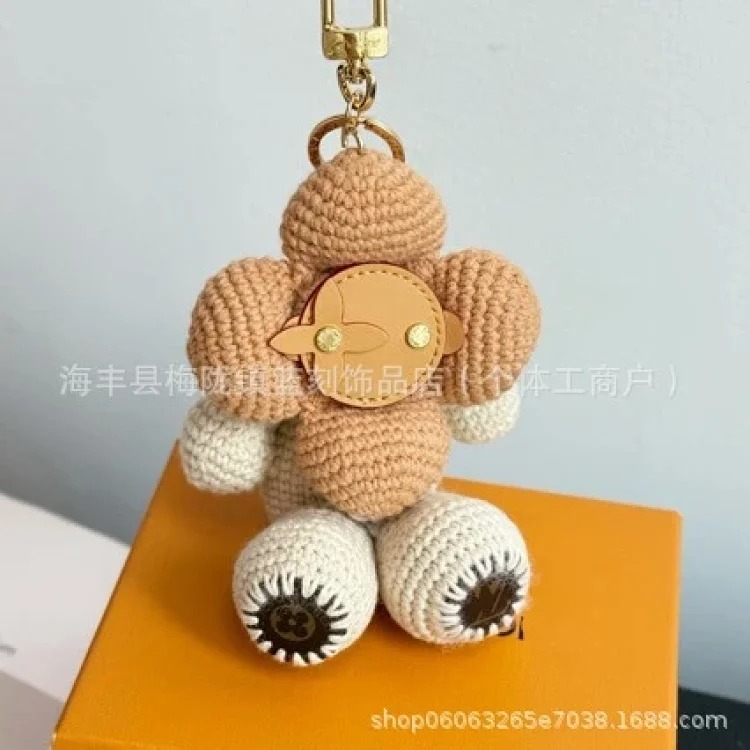 Internet celebrity's same style sun flower plush doll, cute woolen handmade pendant, bag small pendant keychain image 4