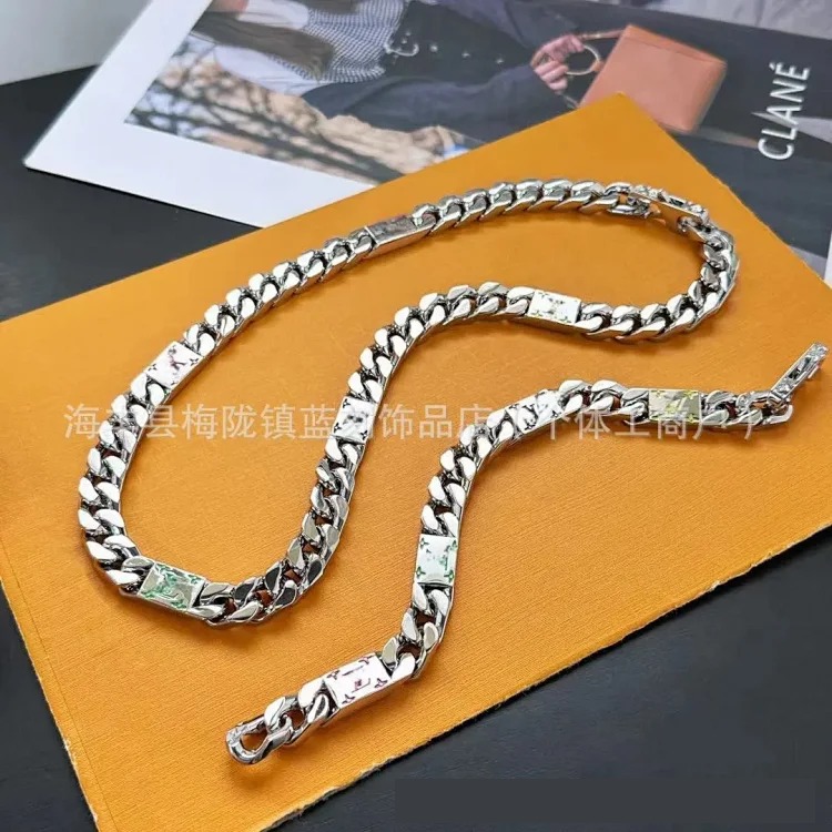 New Cuban chain bamboo chain sweater chain men's necklace hip-hop style contrasting color personality trend factory direct sales